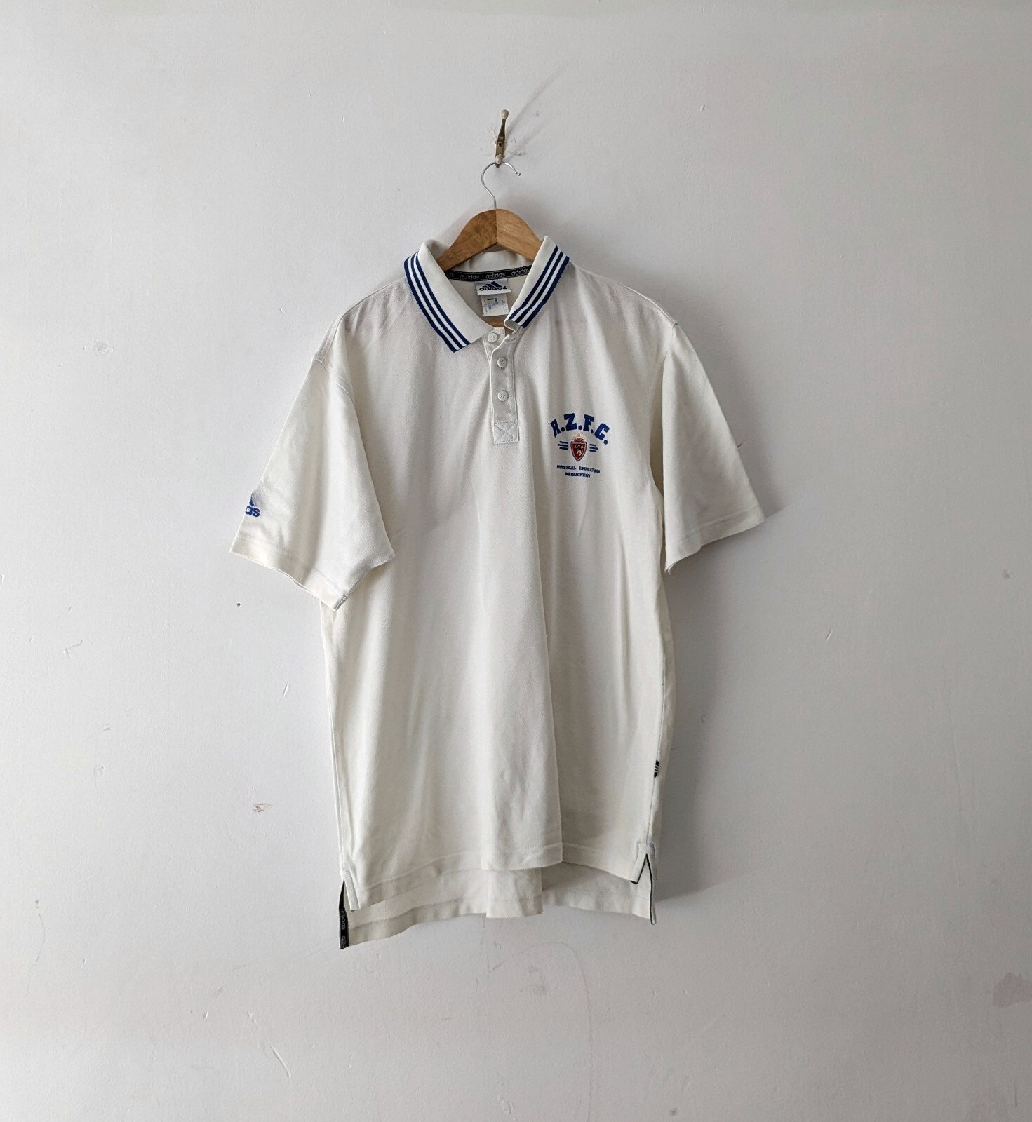 Adidas real zaragoza vintage retro 90s Mens Size Large short sleeve Polo shirt