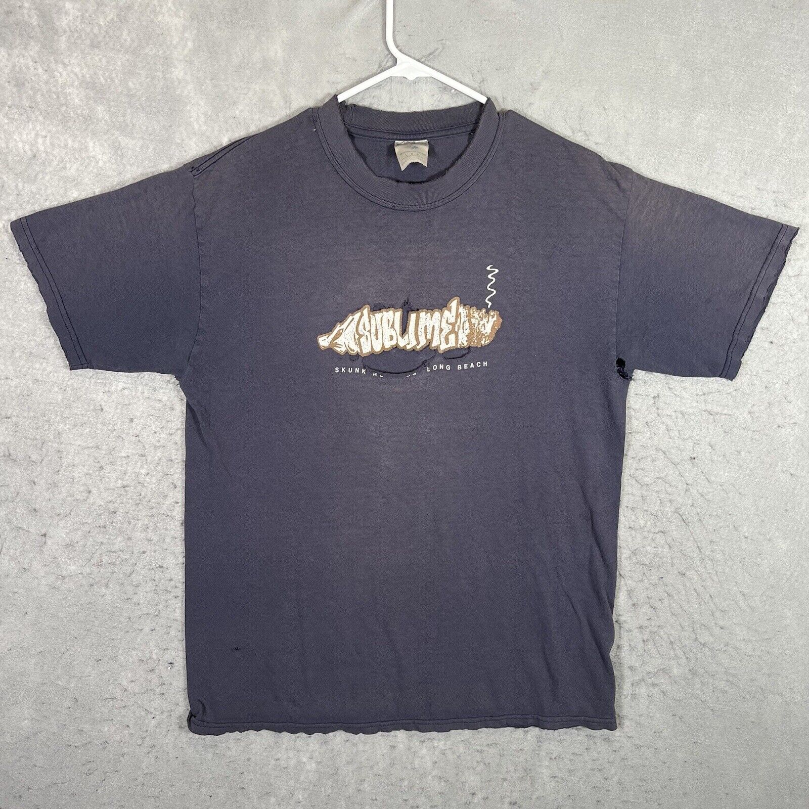 A1 Vintage 90s Sublime Band Skunk Records T Shirt Adult Large Blue Thrashed Mens