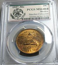 1963-Mo Mexico 20 Cent Sanchez Collection MS-64 RB PCGS Coin --- #670C