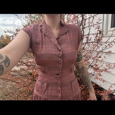 Vintage 1940s Doris Dodson brown midi dress