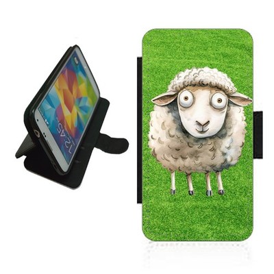 Handyhülle Schaf Wallet Flip Cover für iPhone Samsung Pixel Cartoon Fun SHE3