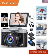 4K Digital Camera with WiFi 64MP Autofocus Vlogging Camera for YouTube Compac...