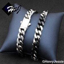 18"-40"MEN Stainless Steel 8.5mm Silver/Black Plated Miami Cuban Necklace 172