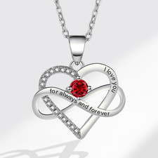 Elegant Birthstone with Heart Pendant Necklace, Jewelry Gift for Women, Teens