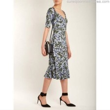 Erdem Glenys Midi Dress size 14  Fluted Floral Print Stretch Pointe