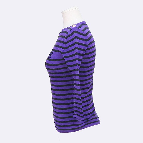 Dior Women's Purple/Black Stripe Knitwear, Size 36