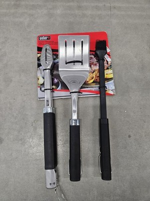Weber Precision 3-Piece BBQ Barbeque Grill Black/Silver Set 6772 **NEW**