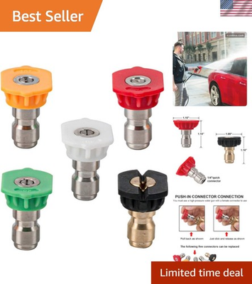#ad Versatile Pressure Washer Nozzles Set 5 Tips for 4000 PSI Cleaning Power $7.99