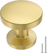 Goldenwarm 20 Pack Brushed Brass Cabinet Knobs Round Gold Drawer Knobs Kitchen C