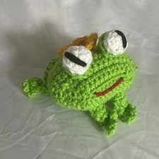 frog king crochet stuffed animal frog - handmade