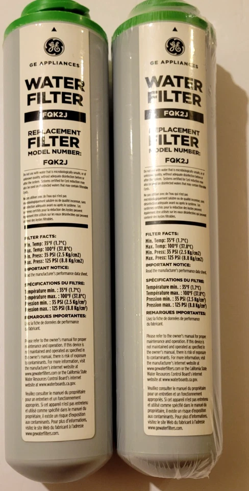 2 PACK GE FQK2J Under Sink Dual Flow Drinking Replacement Water Filter USA - Image 2 of 3