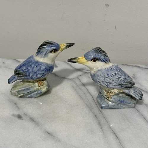 Stangl Pottery Birds 2 Kingfisher Ceramic Hand Painted Figurine 3406S Signed FMF