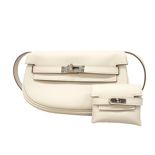 Auth [6id5935-e] HERMES Waist bag Kelly Move Swift New White Silver metal fi...