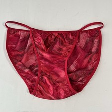 Vintage 2001 Victoria's Secret Panties Red Satin Second Skin Y2K Bikini Sz L