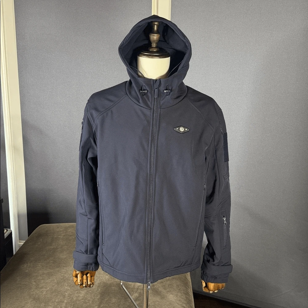 Wasoto Men's Navy Blue Heated Hooded Jacket Zip Up Size M with Battery Pack NEW