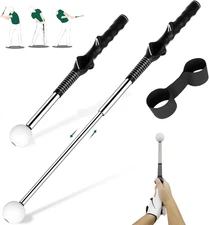 Golf Grip Swing Training Aid - Retractable Click Club Trainer Indoor Practice Wa