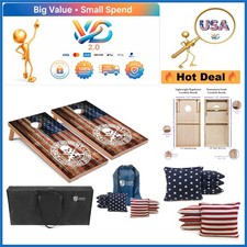 American Themed Cornhole Set 4'x2' with Bean Bags Carrying Case Outdoor Game