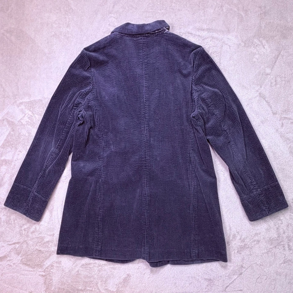 Blazer JJill Azul Marino Pana Talla L Ancho Ballena Terciopelo Borde Oscuro Academia Prep Lux Foto 3 de 4