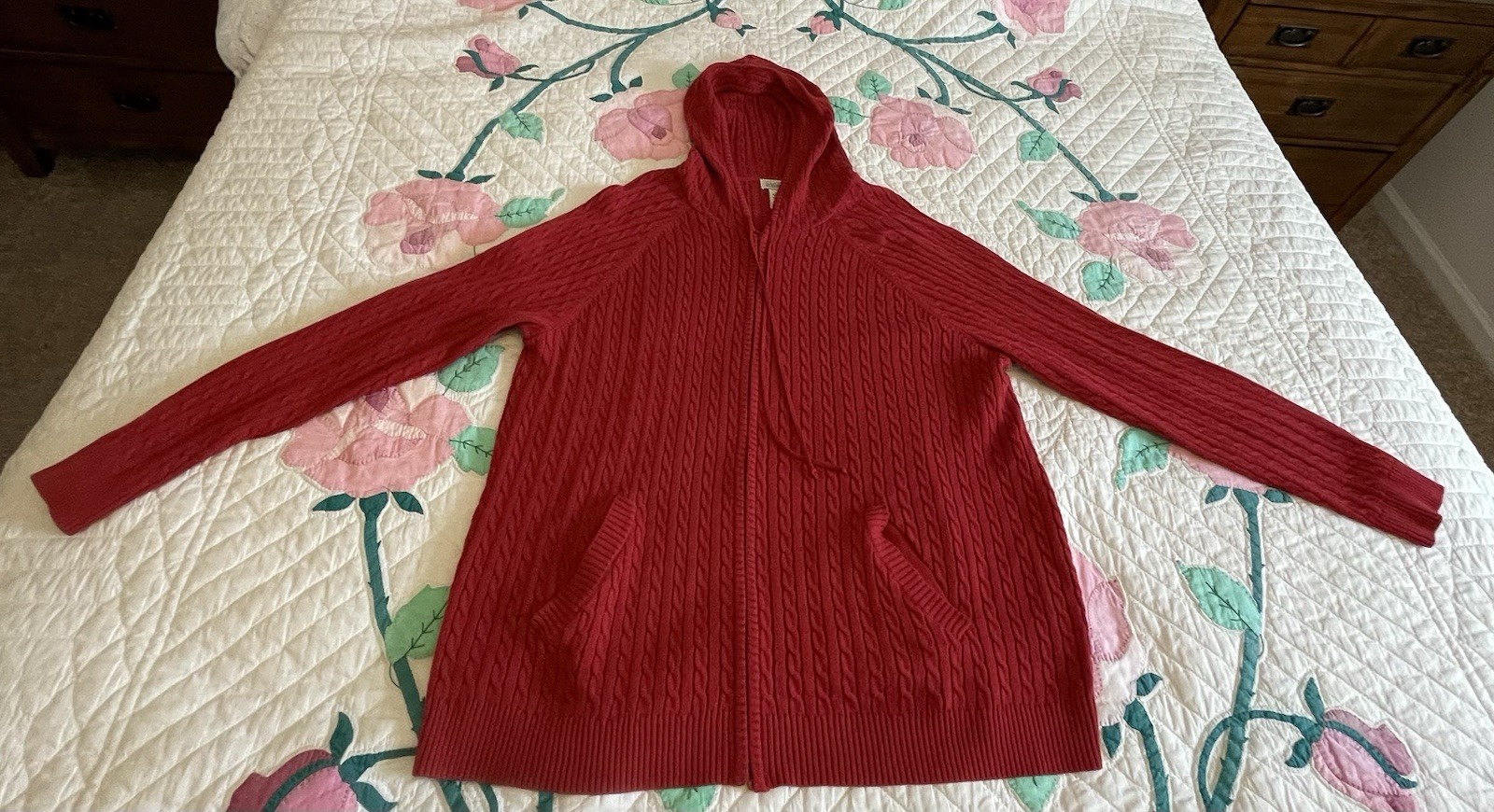 Classic Elements Red Classic Cable Knit  Zippered… - image 3