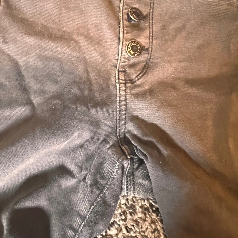 Jeggings American Eagle Cintura Alta Botón Mosca Verde Lavado Talla 12 Foto 2 de 4