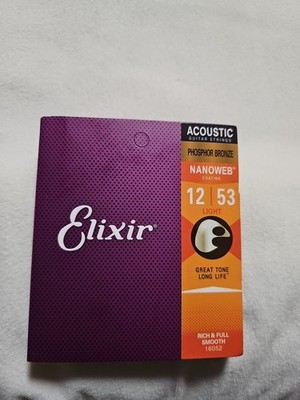 Elixir 12-53 Gauge Pjosphor Bronze Acoustic Guitar String Set w/ Nanoweb Coating