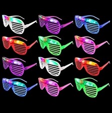 12 PCS LIGHT UP SHUTTER GLASSES FLASHING LED SUN GLASS BLINKING RAVE PARTY EDC