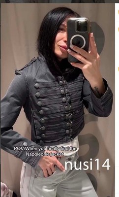 BERSHKA  NEW WOMAN CROP NAPOLEONIC Button-up jacket DARK GREY XS-L 1091/335/807