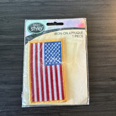 AMERICAN FLAG EMBROIDERED PATCH iron-on GOLD BORDER USA US United States QUALITY