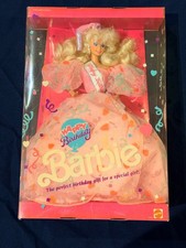 1990 Happy Birthday Barbie Doll-Pink Glitter Dress 7913 NEW in Original Box