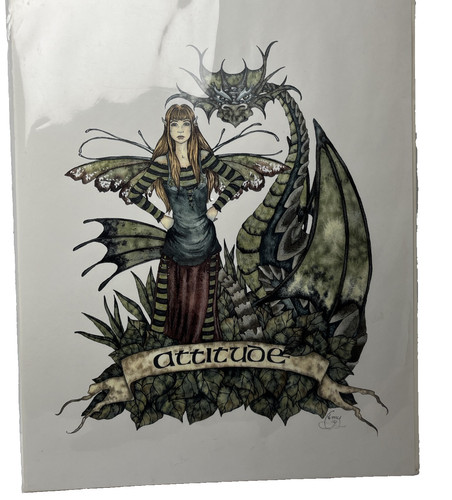 Amy Brown - Attitude - Faerie & Dragon - 1999 Out Of Print mtg/fantasy style art