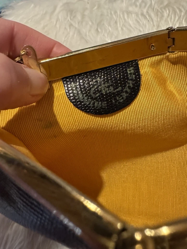 Bolso sin asas vintage de cuero negro Etra años 60 con cadena para el hombro Foto 4 de 4