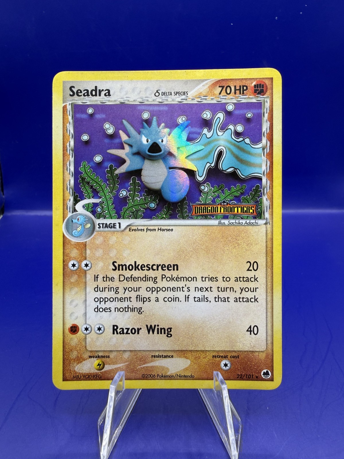 Seadra Reverse Holo Stamped 2006 Pokemon EX Dragon Frontiers 22/101 TCG Card