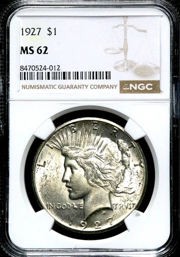 1927 Peace Silver One $1 Dollar - NGC MS 62   CC812