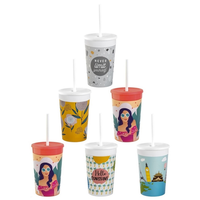 Engelland 6 X Kinderbecher Mit Deckel Trinkbecher Plastikbecher 330 Ml Mix