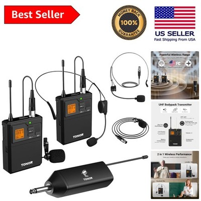 UHF Wireless System for Conferences - 200ft Range, Rechargeable Receiver