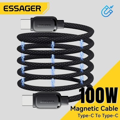 Magnetisches Typ-C auf Typ-C Kabel | 100W  PD Schnellladekabel | Anti-Verheddern