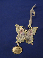 Ganz Blue Stained Glass BUTTERFLY Suncatcher, Ornament, Car Charm, Friends GIFT
