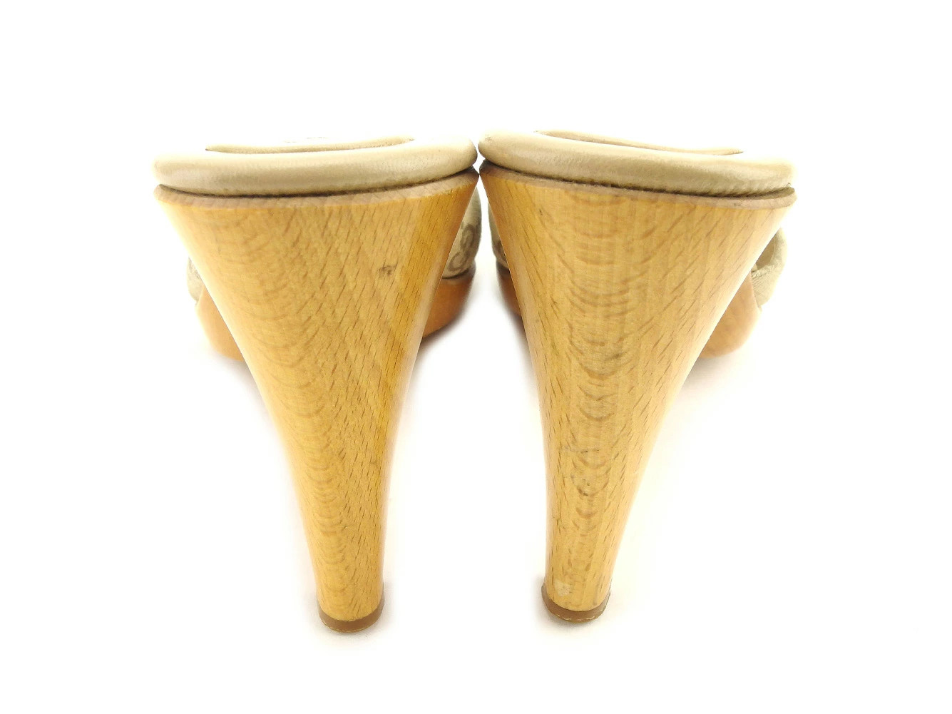 GUCCI Mule Shoes Shoes #35 Half C Sandals GG Canvas Beige Canvas x Leather x Woo thumbnail 3