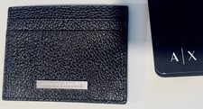 New Armani Exchange Mens Signature Leather Plaque Logo Wallet
