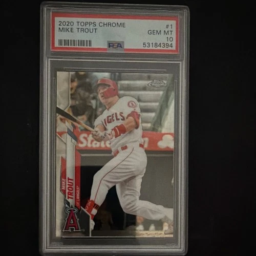 Topps 2020 Chrome Mike Trout #1 White Jersey PSA 10 Base Set Angels MLB Baseball