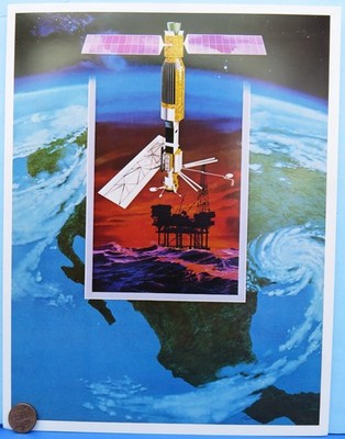 NASA Photo Litho vtg SEASAT A Spacecraft JPL #3 Satellite /  11'' x 8.5'' Color!