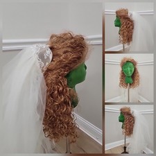 VTG 70s WEDDING VEIL Beaded white lace cap for back of head tulle 41"/4 Tiered