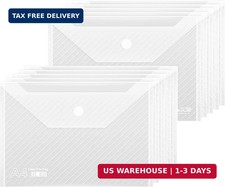 10 Pack, Plastic Envelopes   Transparent Waterproof Reusable File Folders for A4