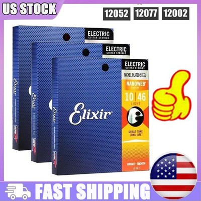 Elixir Electric Guitar Strings Nickel Plated Steel Nanoweb 12052 / 12077 / 12002