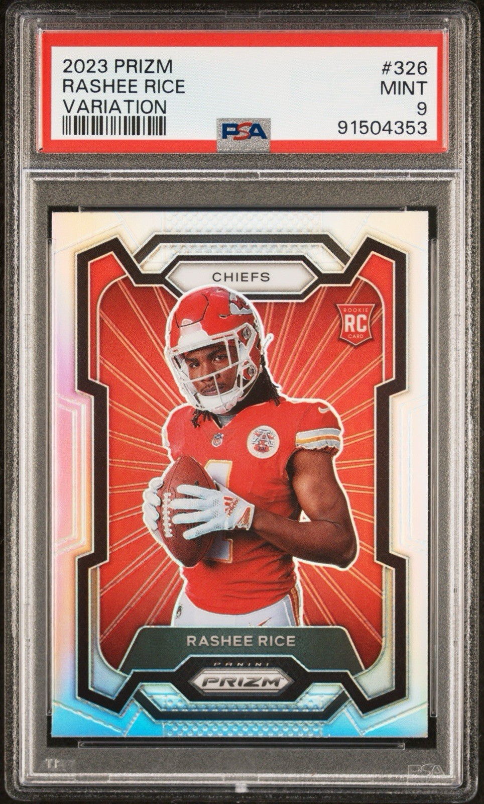 Rashee Rice Rookie 2023 Prizm Variation Silver Prizm #326 (RC) PSA 9 Mint Chiefs