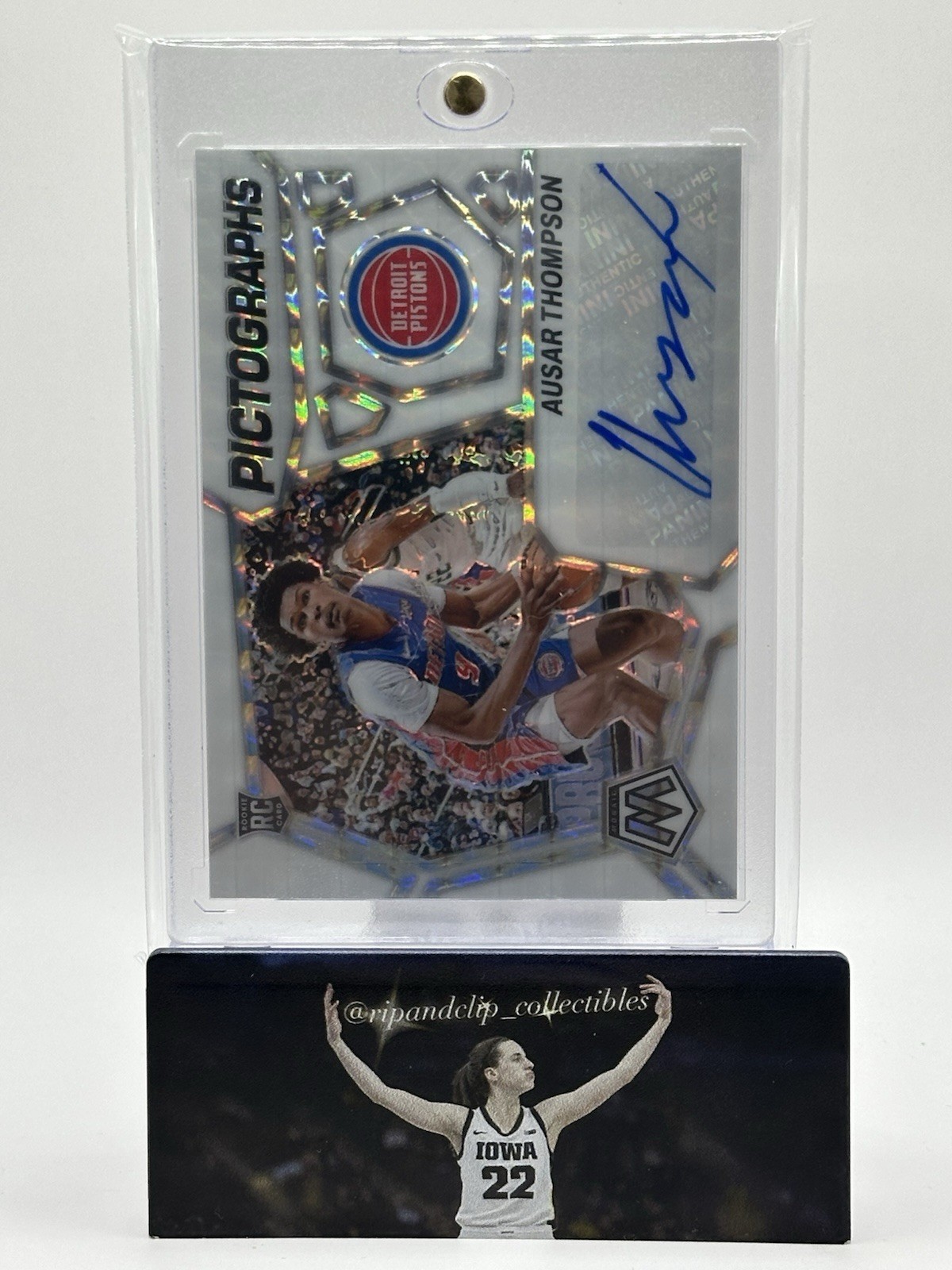 2023 Panini Mosaic #PM-ASR Ausar Thompson Pictographs Auto White /25 Rookie RC