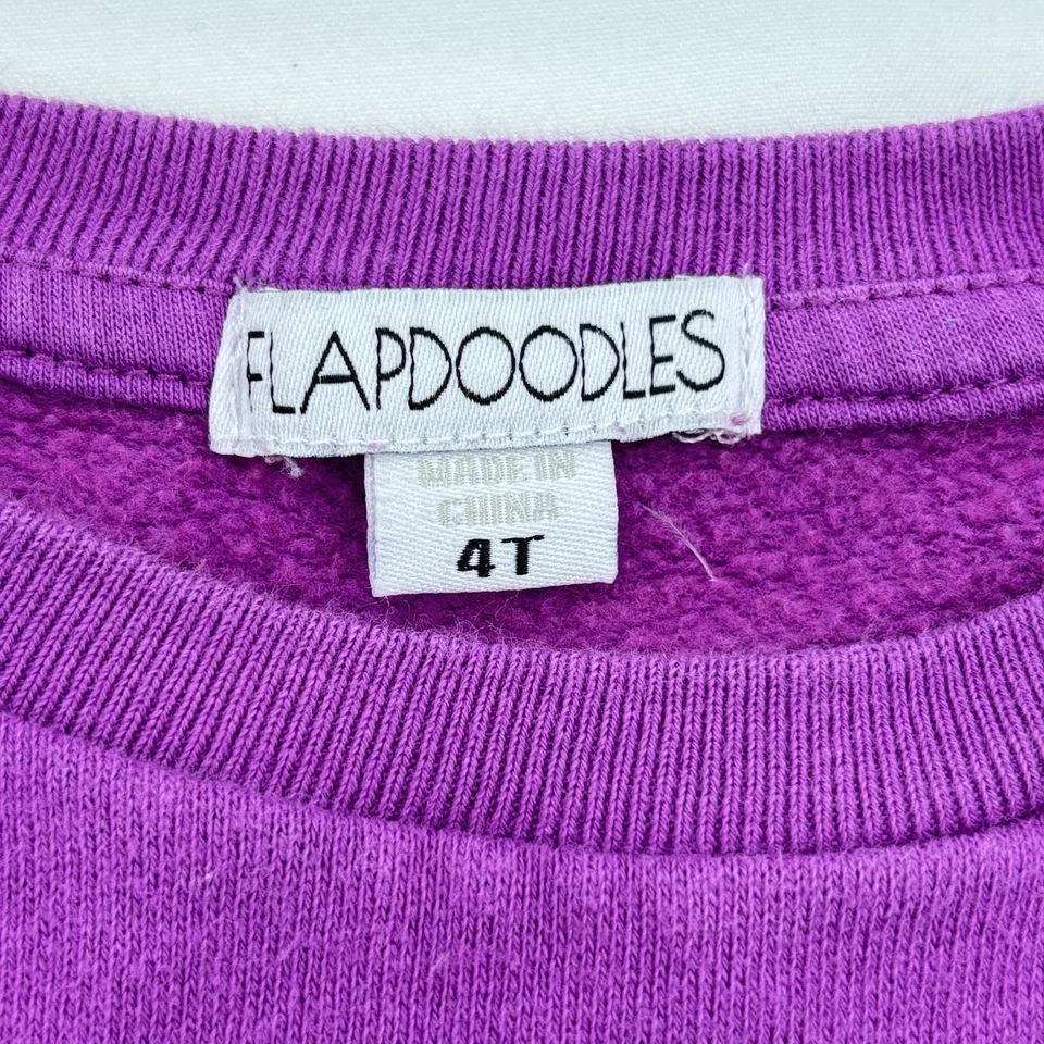 Suéter Flapdoodles Niñas Púrpura Cuello Redondo Mangas Largas con Aplique Difuso Talla 4T Foto 4 de 4