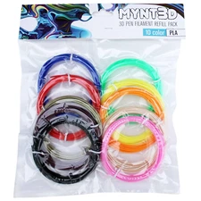 PLA 3D Pen Filament Refill Pack (10 Color, 3M Each)