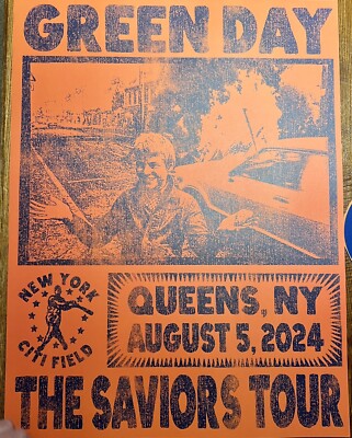 GREEN DAY POSTER CITI FIELD METS QUEENS NY 2024 SAVIORS TOUR