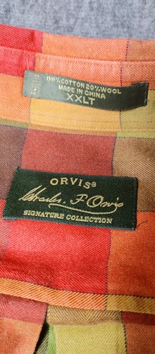 Orvis Men Check Plaid Long Sleeve Shirt size XXLT Signature Collection - Picture 3 of 5